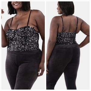 🔹️NWT Black Sequined Corset Sleeveless Top Medium